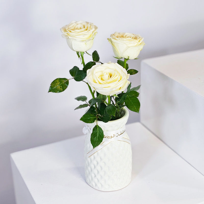 مزهرية وردة بيضاء أنيقة