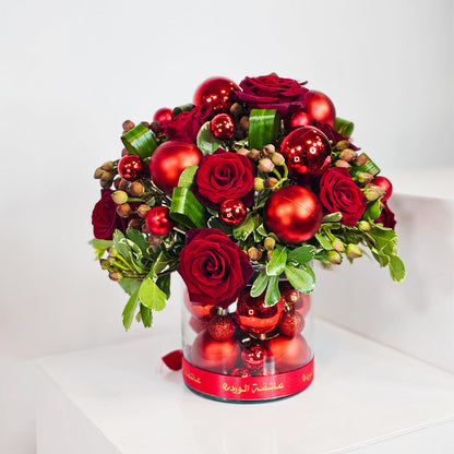 Christmas Red Rose Vase