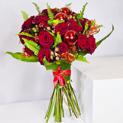 Christmas Red Rose Bouquet