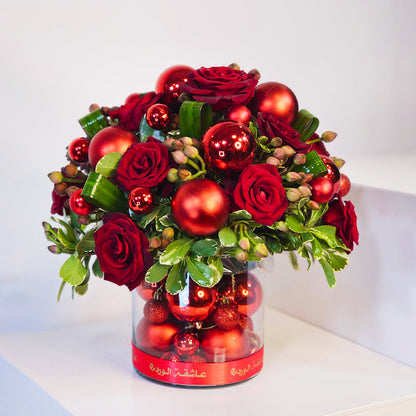 Christmas Red Rose Vase