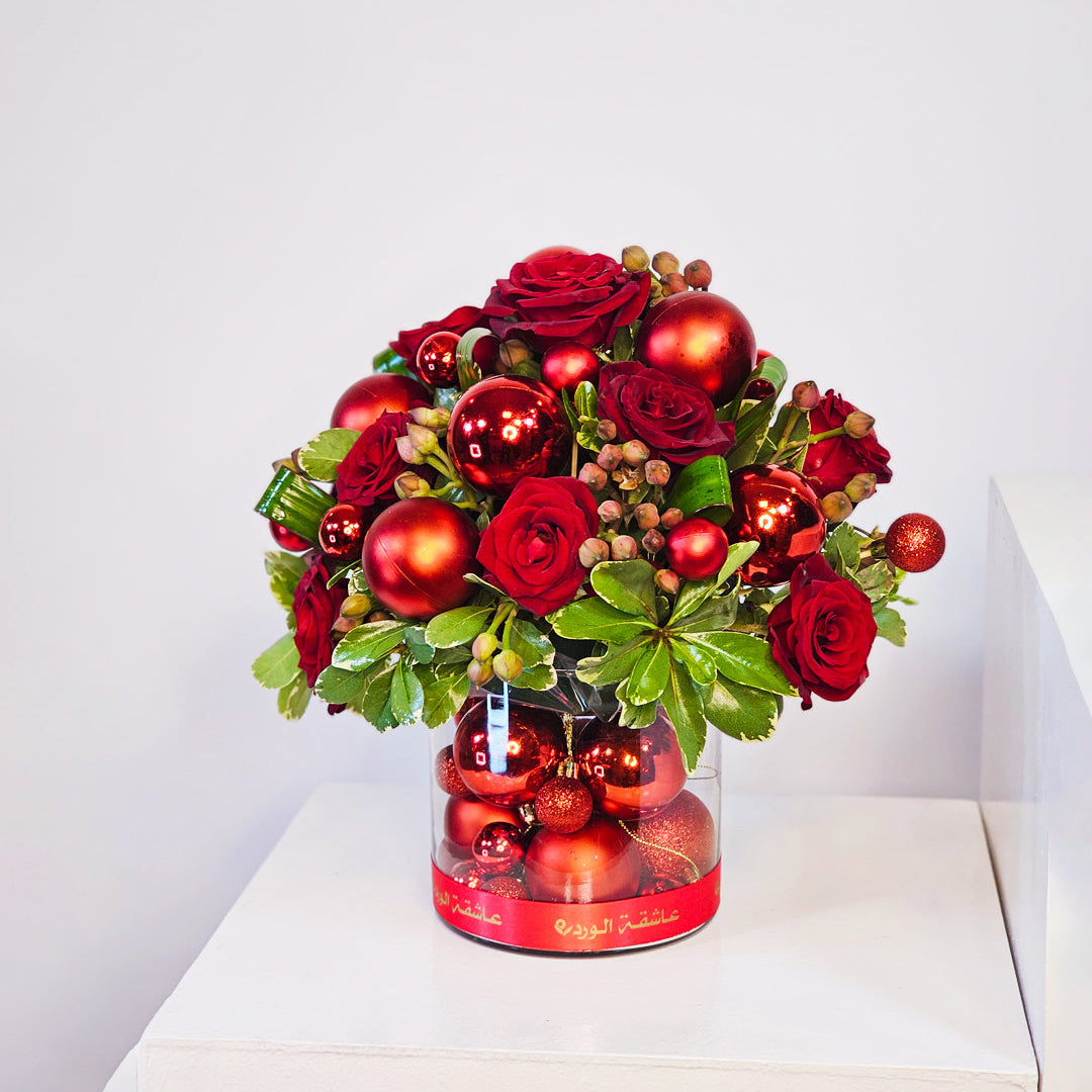 Christmas Red Rose Vase