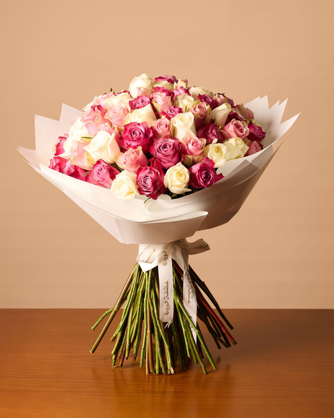 100 Pink Roses Bouquet