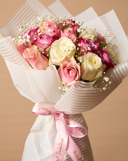 باقة من 25 وردة وردية