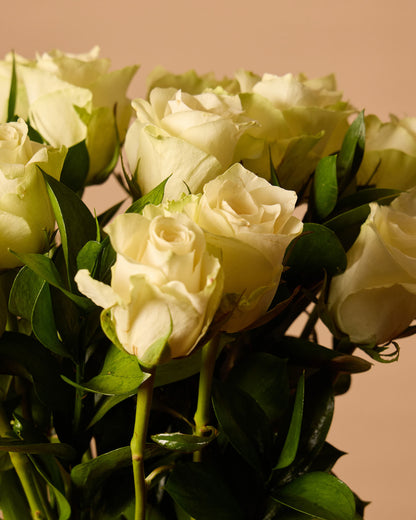 White Roses In Black Vase