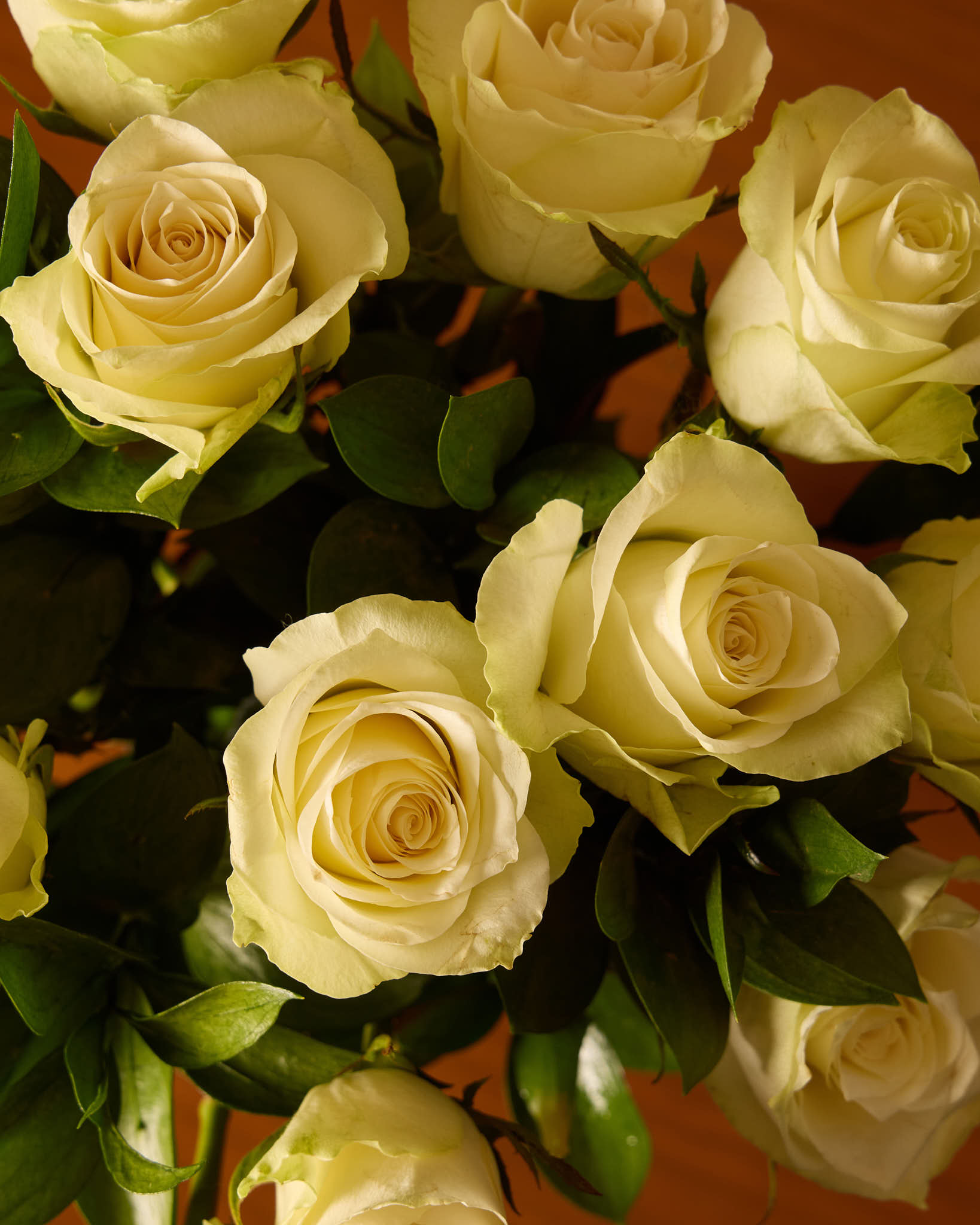 White Roses In Black Vase